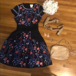 Foxiedox Senna Embroidered Fit & Flare Dress